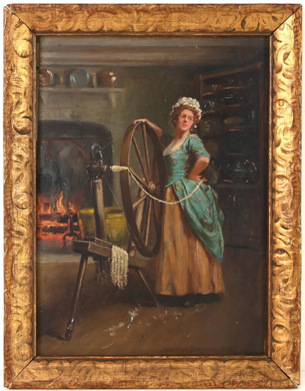 john ward dunsmore 1856 1945 the spinner painting · Mebane Antique Auction · 2025-12-05 John Ward Dunsmore comparable auction result: john ward dunsmore 1856 1945 the spinner painting