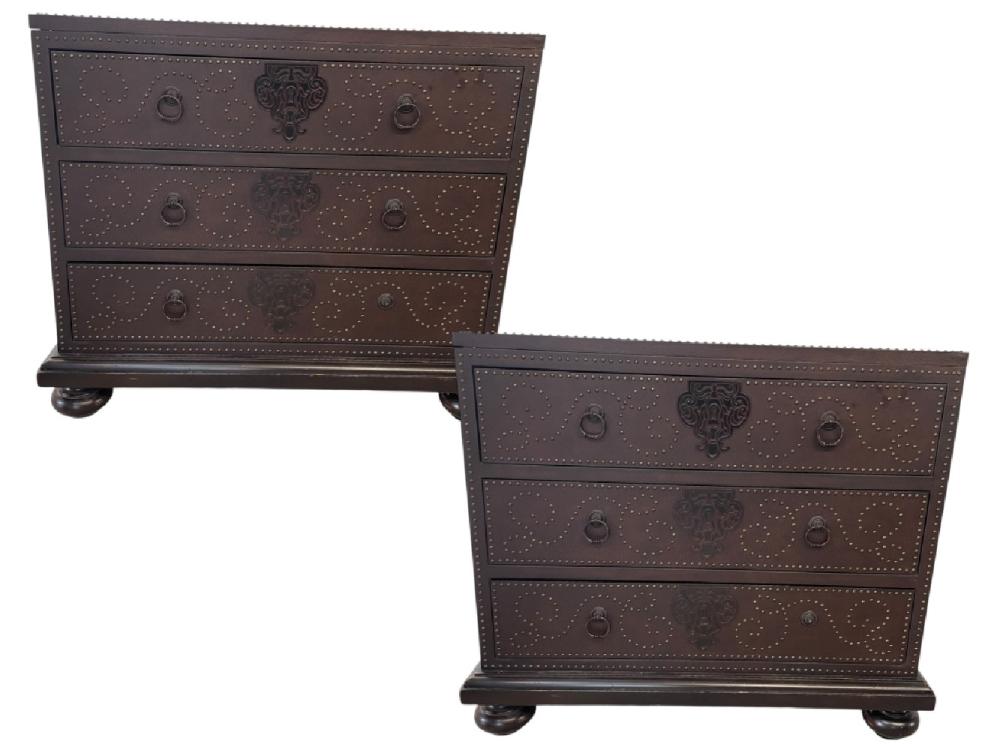 TOMMY BAHAMA LEATHER-CLAD NIGHTSTAND DRESSERS sold by DejaVu Estate Sales & Auctions, lot 663 — auction record photograph