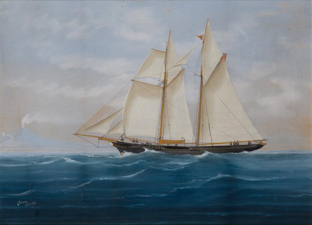 luigi roberto italian 1845 1910 a schooner yacht of the royal victoria yacht club off naples · Charles Miller Ltd · 2025-11-11 Luigi Roberto comparable auction result: luigi roberto italian 1845 1910 a schooner yacht of the royal victoria yacht club off naples