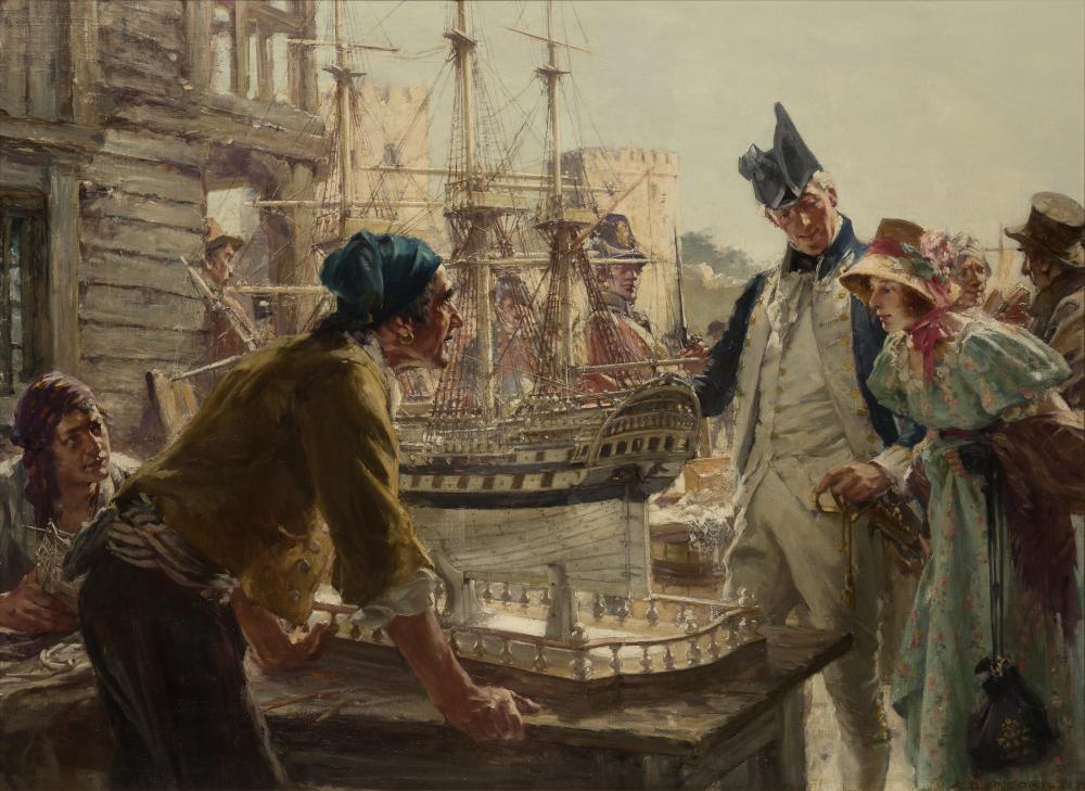Arthur David McCormick comparable auction result: arthur david mccormick british 1860 1943 viewing a french prisoner of war ship model at portchester castle