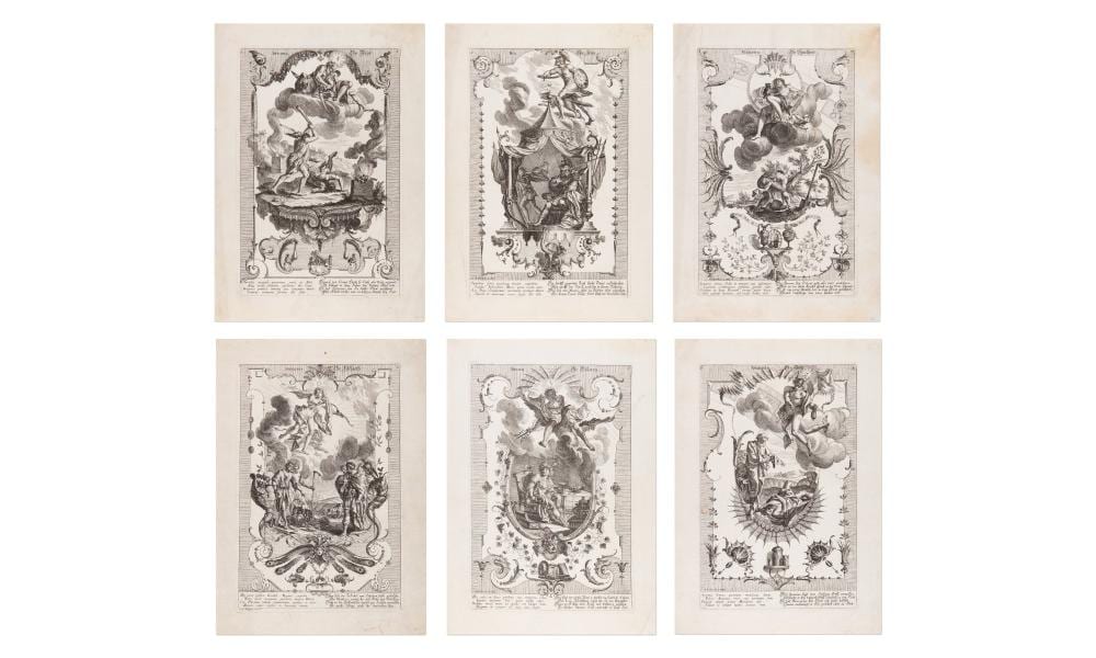 Gottfried Bernhard Goetz comparable auction result: gottfried bernhard goetz germany german 1708 1774 6 graphic sheets from the cycle tugenden und laster virtues and vices