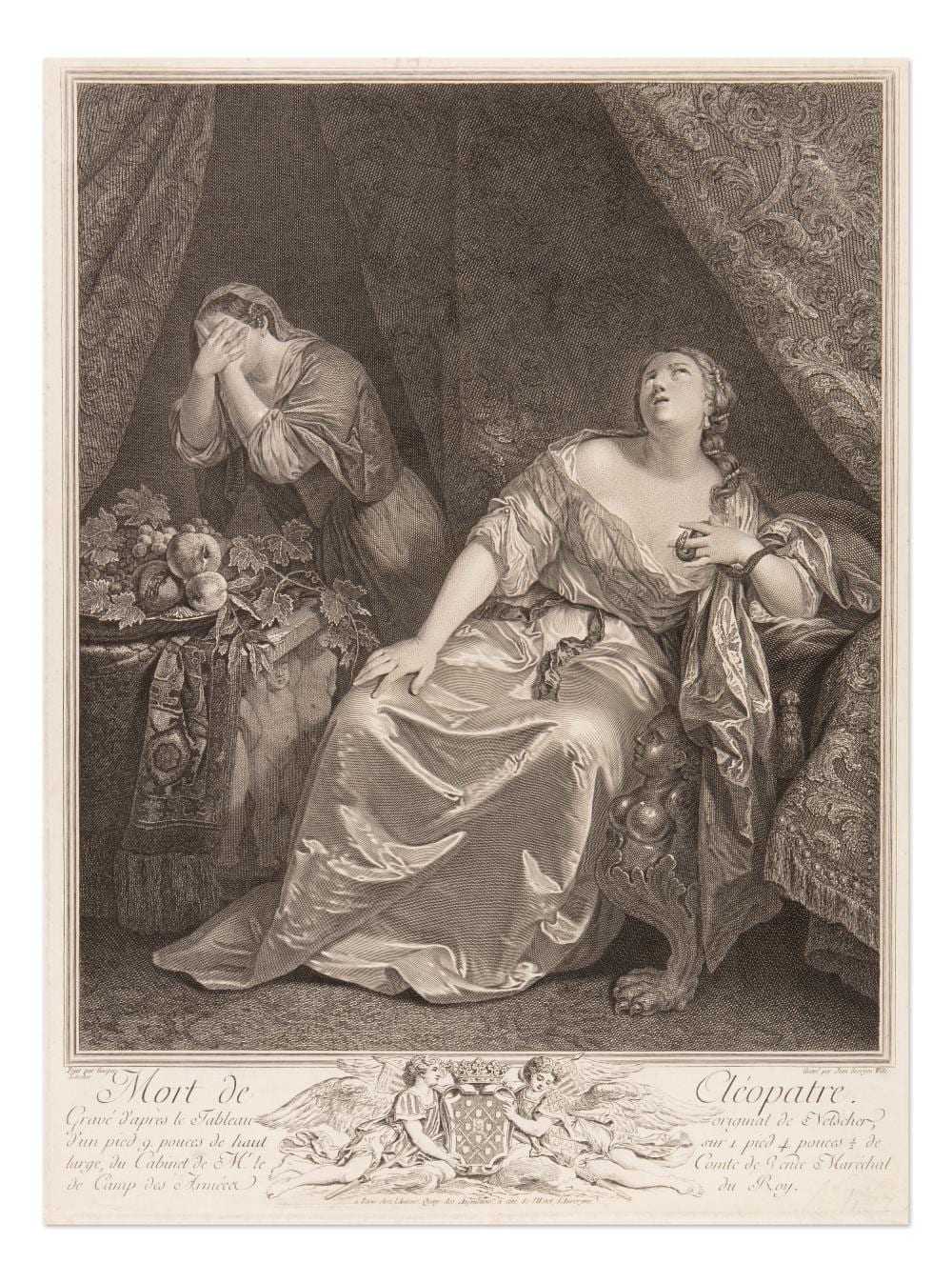 Johann Georg Wille comparable auction result: johann georg wille germany german 1715 1808 mort de cl opatre after c netscher
