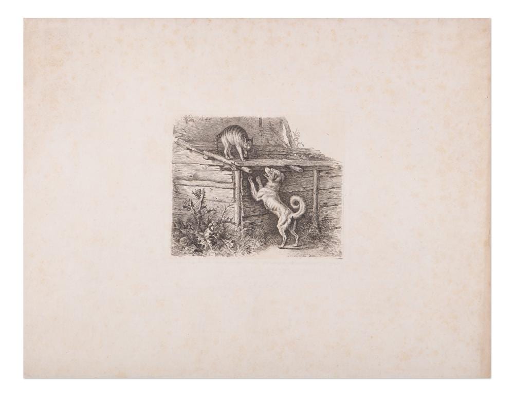 Johann Adam Klein comparable auction result: johann adam klein germany german 1792 1875 the cat in the stable