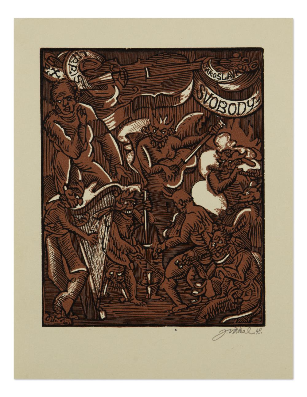 Josef Váchal comparable auction result: josef v chal czech bohemian 1884 1969 bookplate by jaroslav svoboda