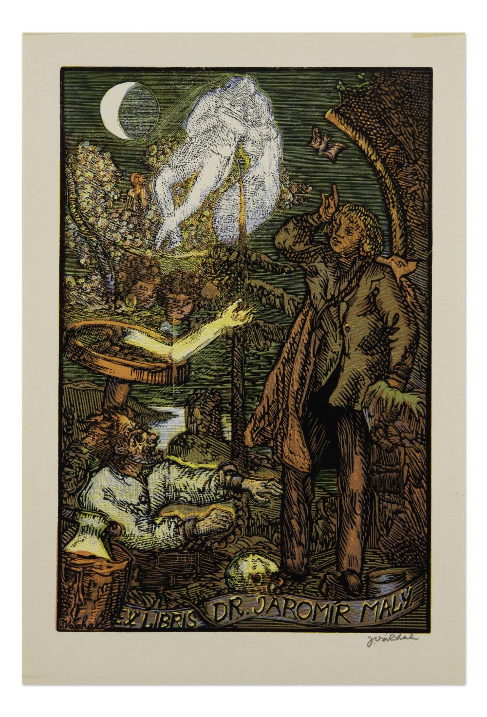 Josef Váchal comparable auction result: josef v chal czech bohemian 1884 1969 bookplate dr jarom r mal