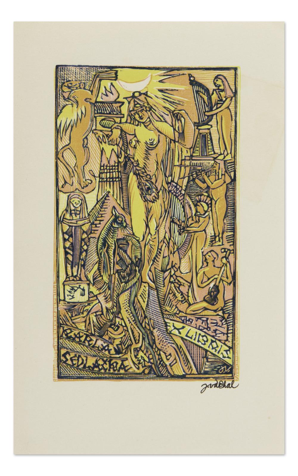 Josef Váchal comparable auction result: josef v chal czech bohemian 1884 1969 bookplate of karel sedl ek