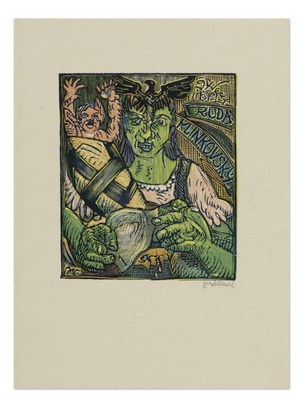 Josef Váchal comparable auction result: josef v chal czech bohemian 1884 1969 bookplate ruda klinkovsk