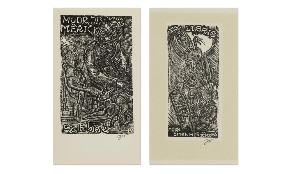 Josef Váchal comparable auction result: josef v chal czech bohemian 1884 1969 two bookplates