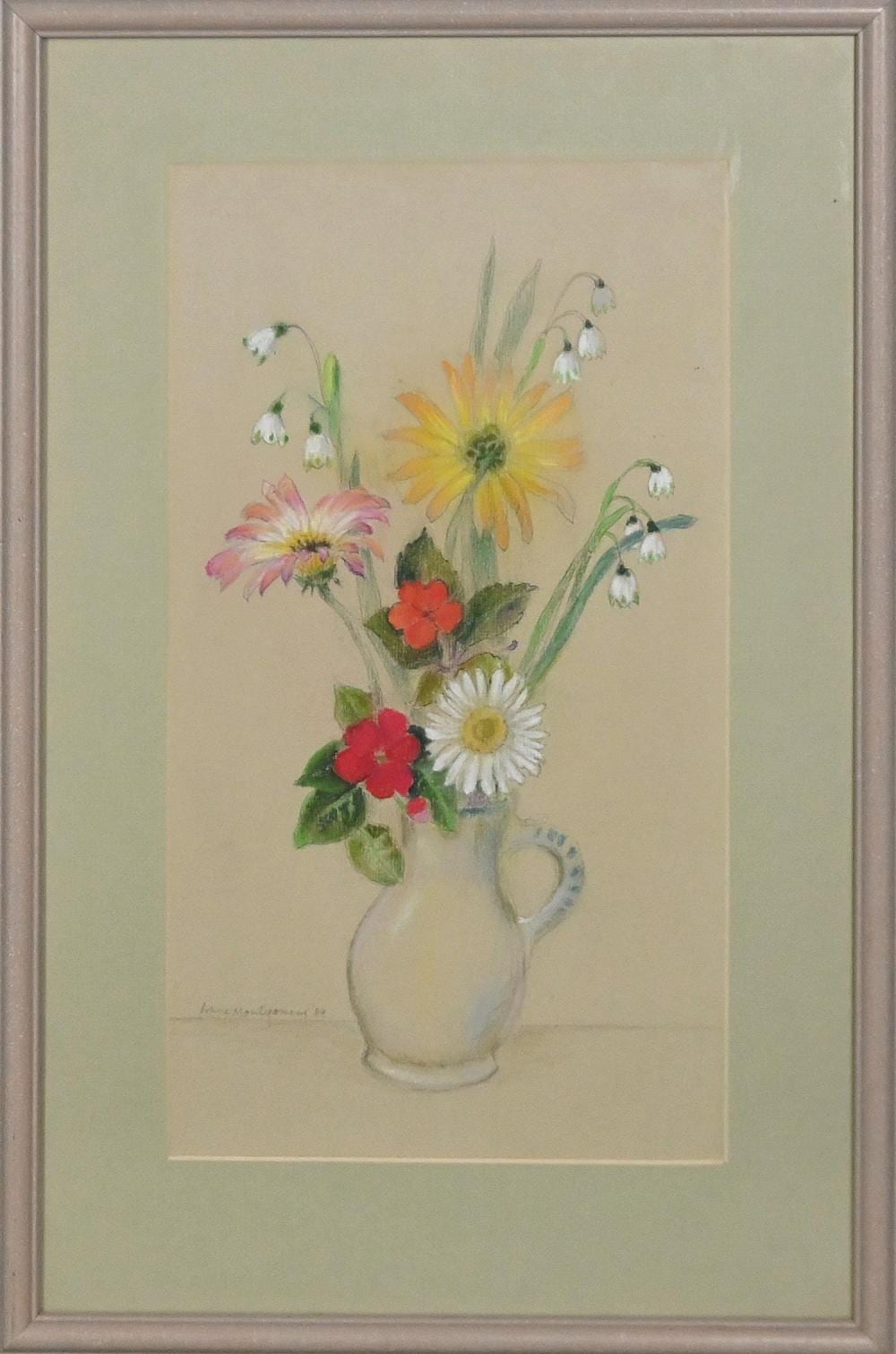 anne montgomery 1908 1991 arctotis and other flowers 1989 pencil and pastel on paper 44 x 24cm sheet reveal frame size 61 x 3 · Leonard Joel · 2025-10-16 Anne Montgomery comparable auction result: anne montgomery 1908 1991 arctotis and other flowers 1989 pencil and pastel on paper 44 x 24cm sheet reveal frame size 61 x 3