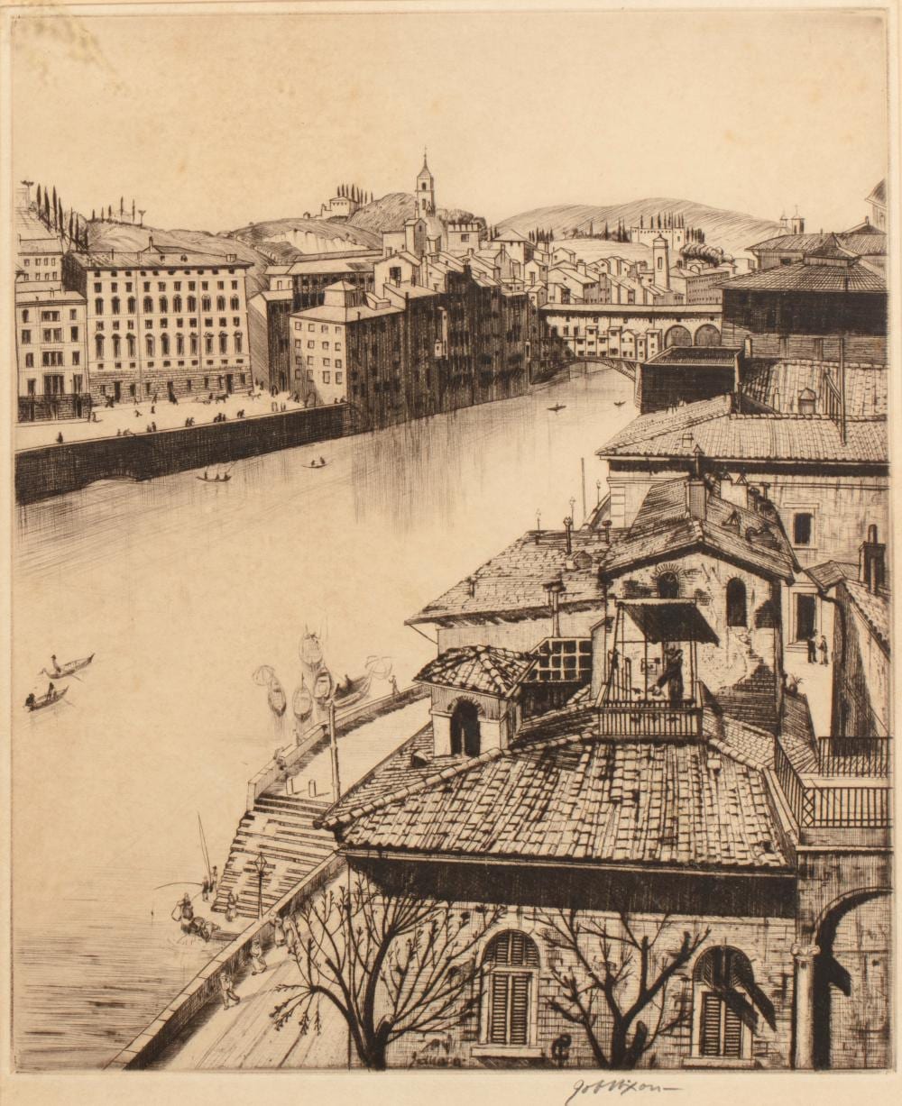 Job Nixon comparable auction result: job nixon 1891 1938 the arno florence pencil signed to the margin etching 25 5 x 21cm