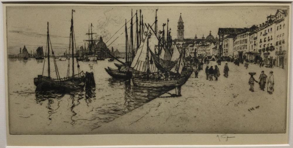 Robert Charles Goff comparable auction result: robert charles goff 1837 1922 riva de schiavoni venice pencil signed to the margin etching 12 5 x 27 5cm