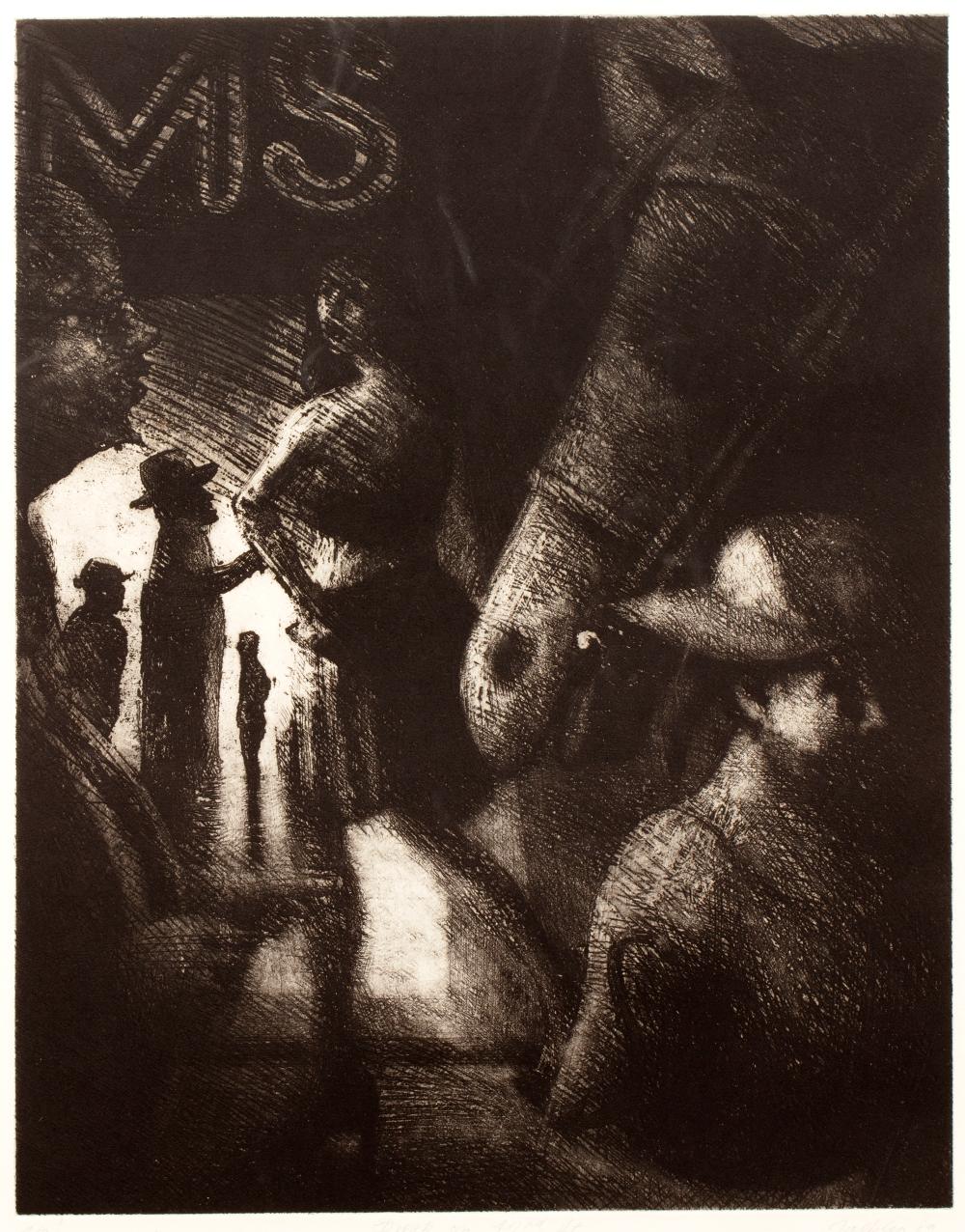 Bill Jacklin comparable auction result: bill jacklin b 1942 dusk on 42nd street pencil signed and dated 89 and no 4 30 to the margin etching 44 5 x 35cm