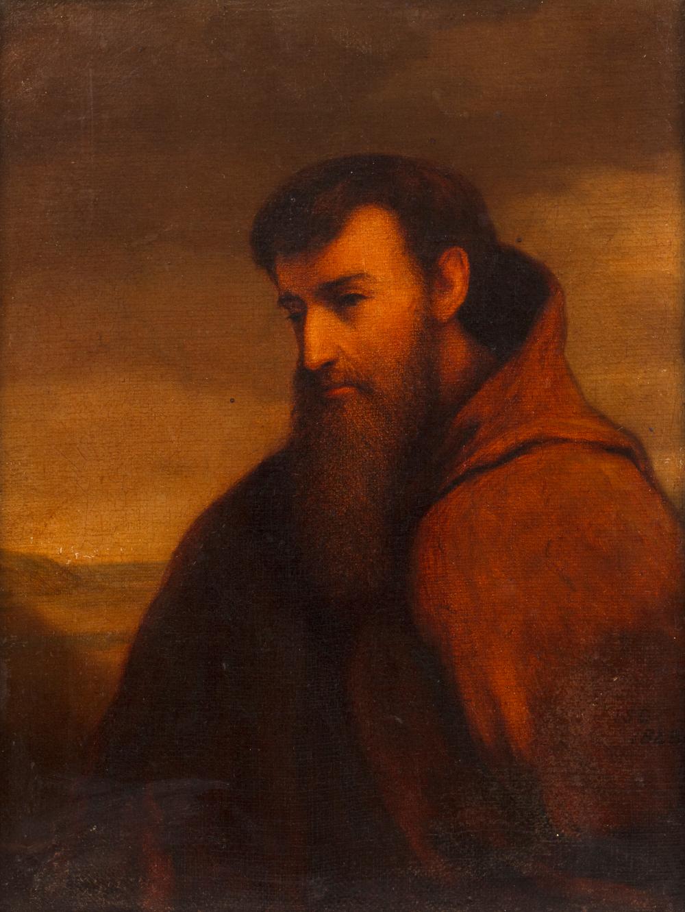 john scarlett davis 1804 1845 portrait of a monk in brown robe with long beard signed with initials and dated 1843 oil on canvas 24 5 x 18 5cm · Mallams · 2025-10-22 John Scarlett Davis comparable auction result: john scarlett davis 1804 1845 portrait of a monk in brown robe with long beard signed with initials and dated 1843 oil on canvas 24 5 x 18 5cm