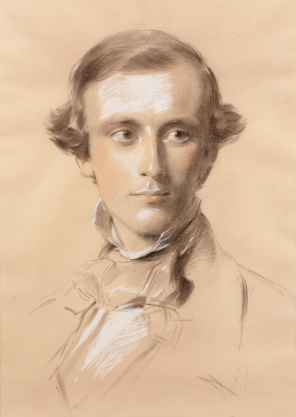 George Richmond comparable auction result: george richmond 1809 1896 portrait of a young man signed and dated 1853 according to note verso now obscured by mount pencil heightened with white chalk 48 x 34 5cm