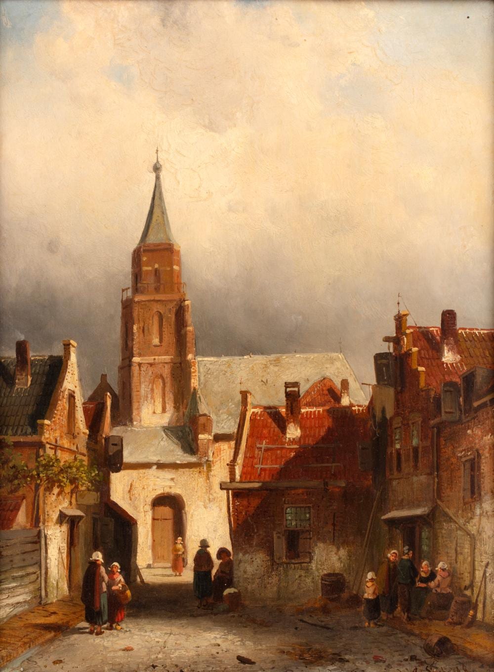 Charles Henri Joseph Leickert comparable auction result: charles henri joseph leickert 1816 1907 figures in the street torenstraat scheveningen signed oil on panel 34 x 25 5cm