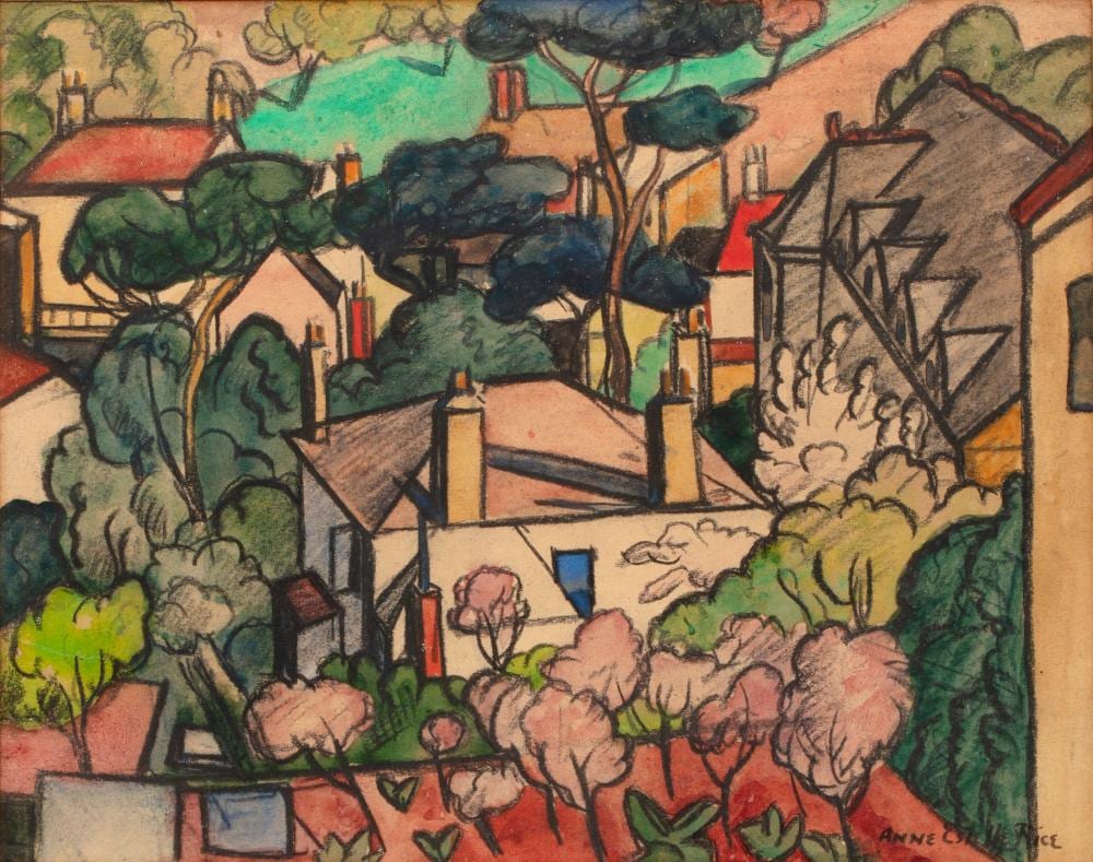 Anne Estelle Rice comparable auction result: anne estelle rice 1879 1959 a village with houses and trees