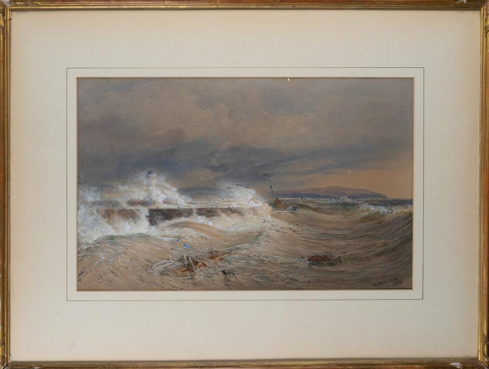Edward Duncan comparable auction result: edward duncan british 1803 1882 lighthouse and a stormy sea