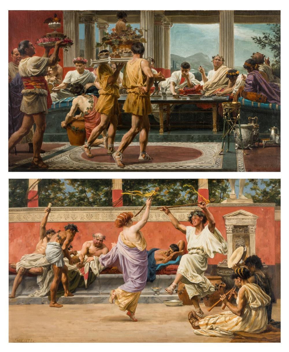 Anton Alexander von Werner comparable auction result: anton alexander von werner german 1843 1915 a roman feast together with a roman amusement 1877 a pair
