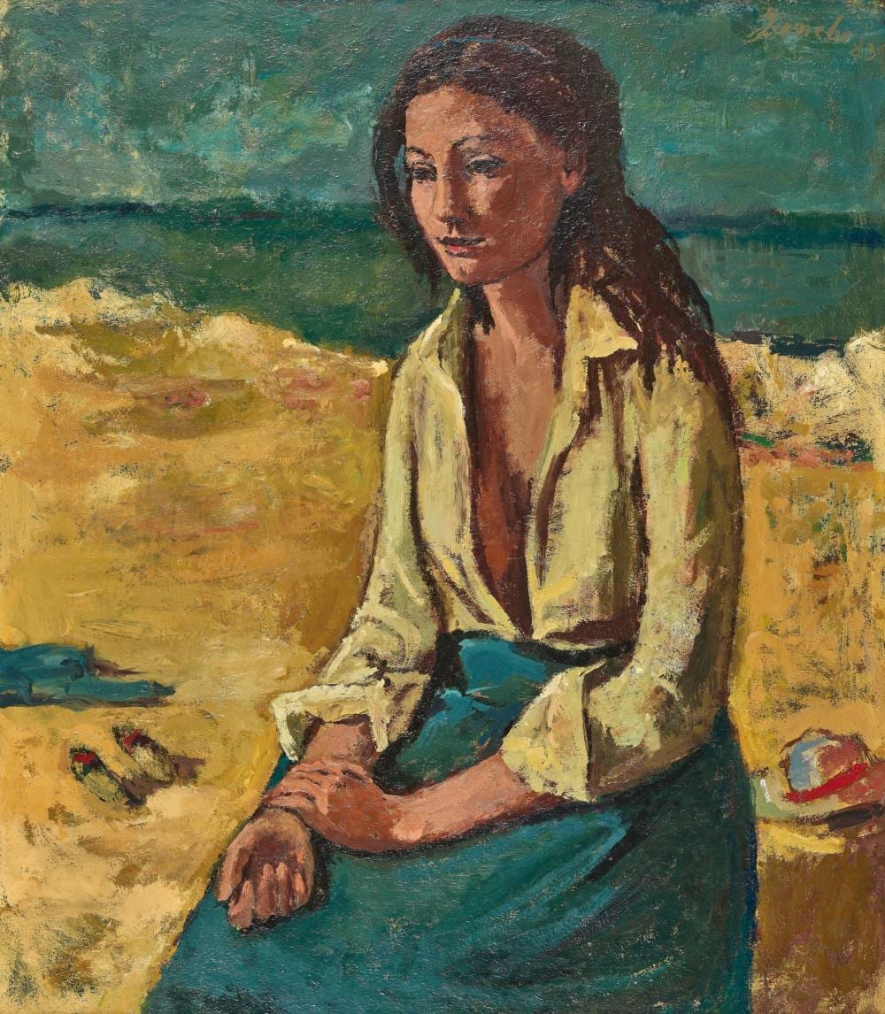 Janebé comparable auction result: janeb eigtl barraud pellet jeanne jeune fille sur la plage