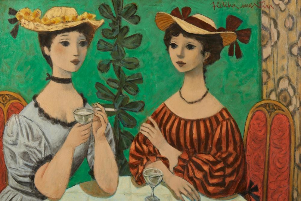 Fletcher Martin comparable auction result: fletcher martin american 1904 1979 ladies with cocktails oil on canvas 24 x 36in 61 x 91cm