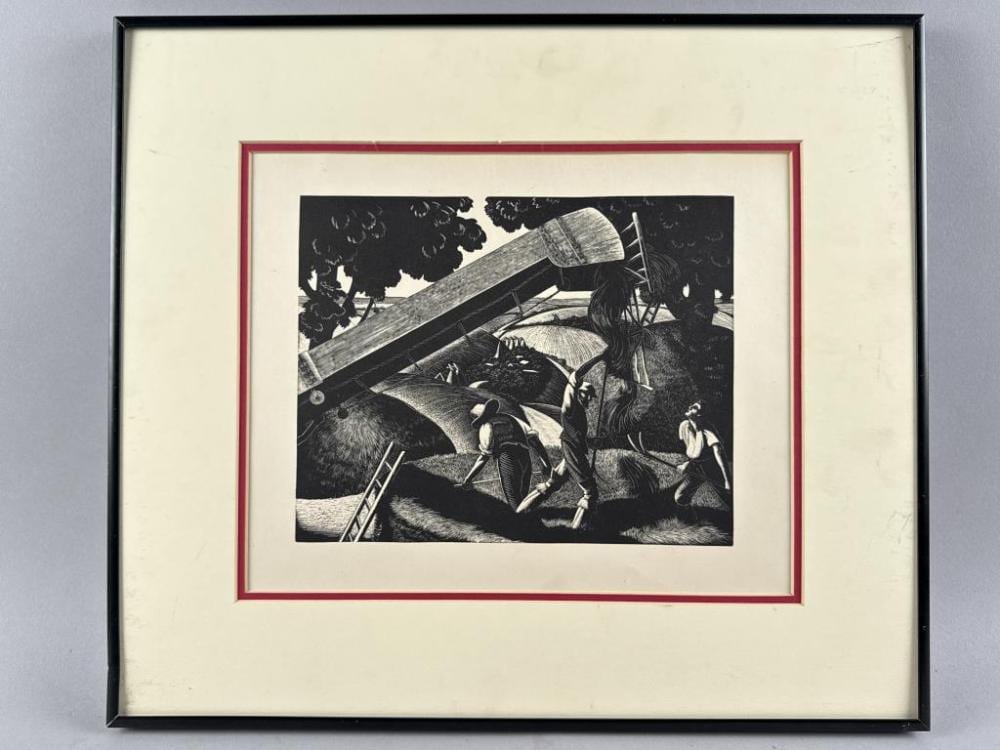 Clare Veronica Hope Leighton comparable auction result: clare veronica hope leighton connecticut united kingdom 1898 1989 haymaking june wood engraving 8 x 10 framed 16 5 x 19