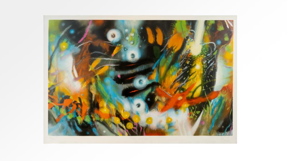 Carlos Jacanamijoy (1964) Orificios en el viento Obra gráfica 80 x 120 cm comparable sale