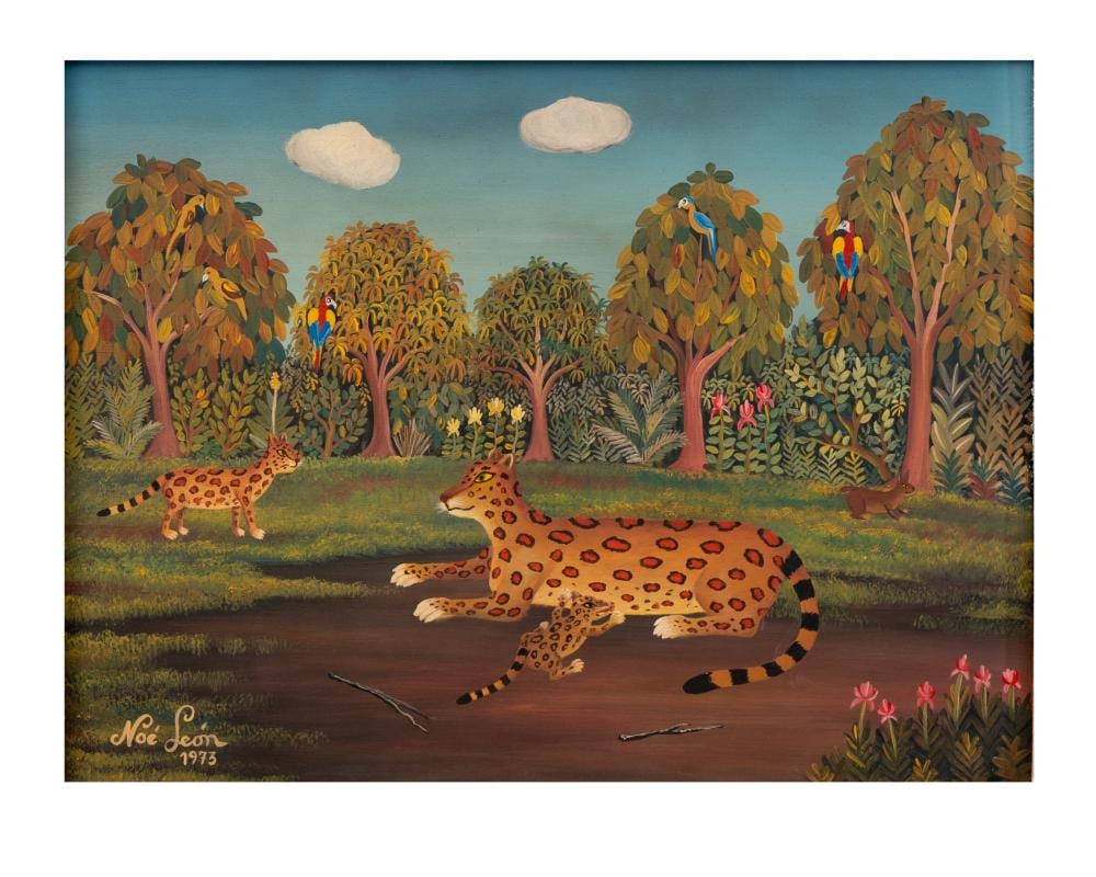 Noe Leon (1907-1978) S/T, 1973 Acrílico sobre madera 59.5 x44.5 comparable sale