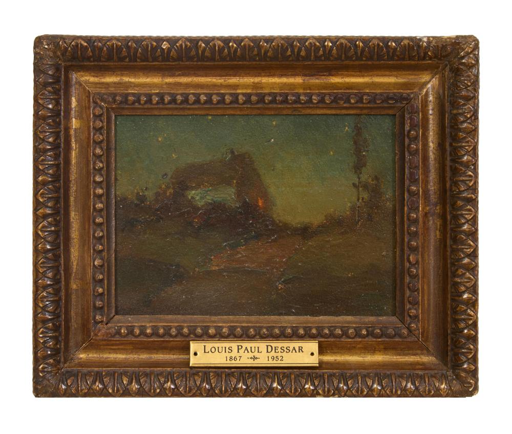 Louis Paul Dessar comparable auction result: louis paul dessar american connecticut 1867 1952 twilight outside connecticut farm house 1906 h 4 1 2 in w 6 in framed h 7 in w 8 5 8 in