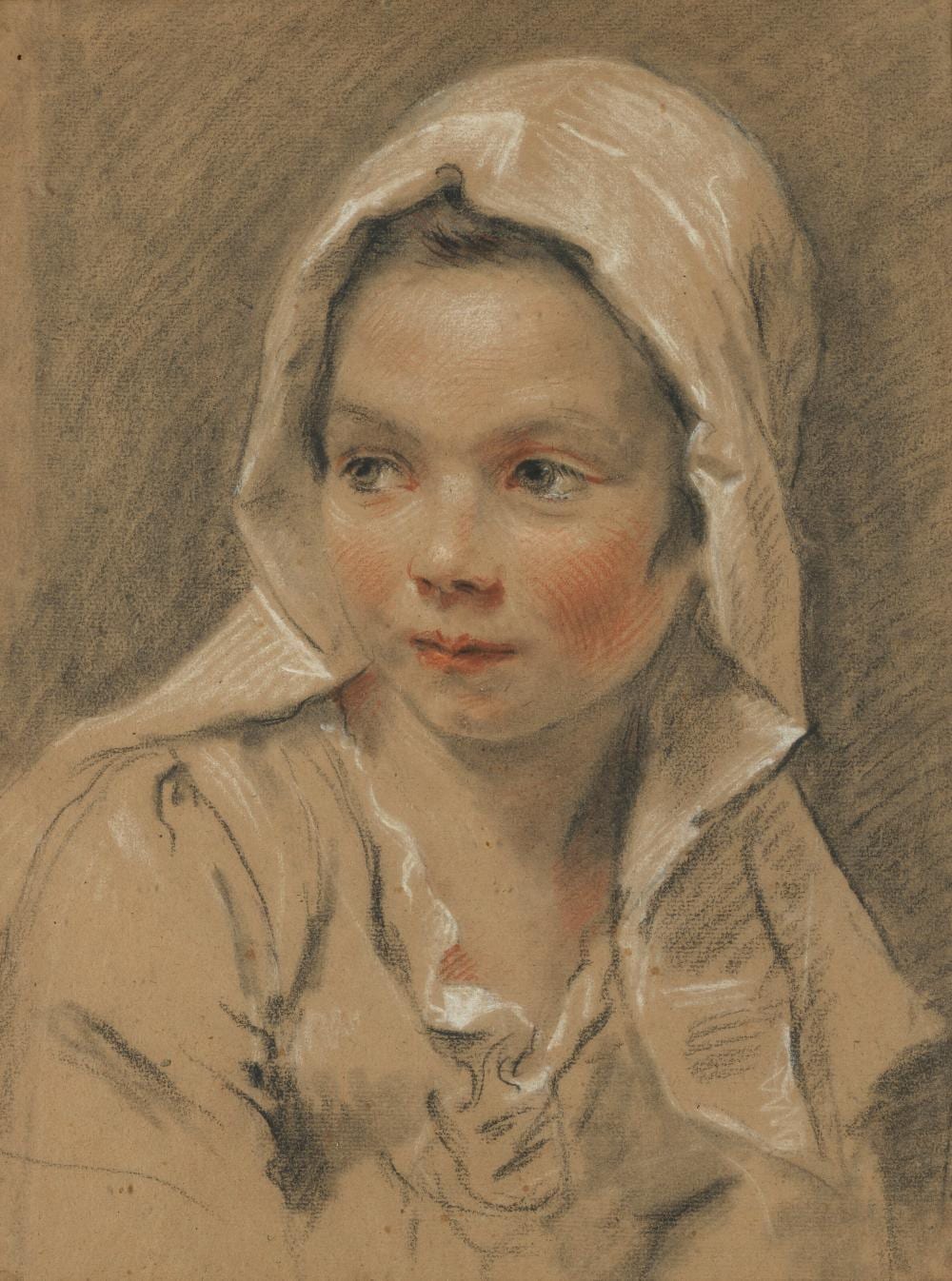 Gaetano Gandolfi comparable auction result: gaetano gandolfi bologne 1734 1802 jeune fille portant un fichu sur la t