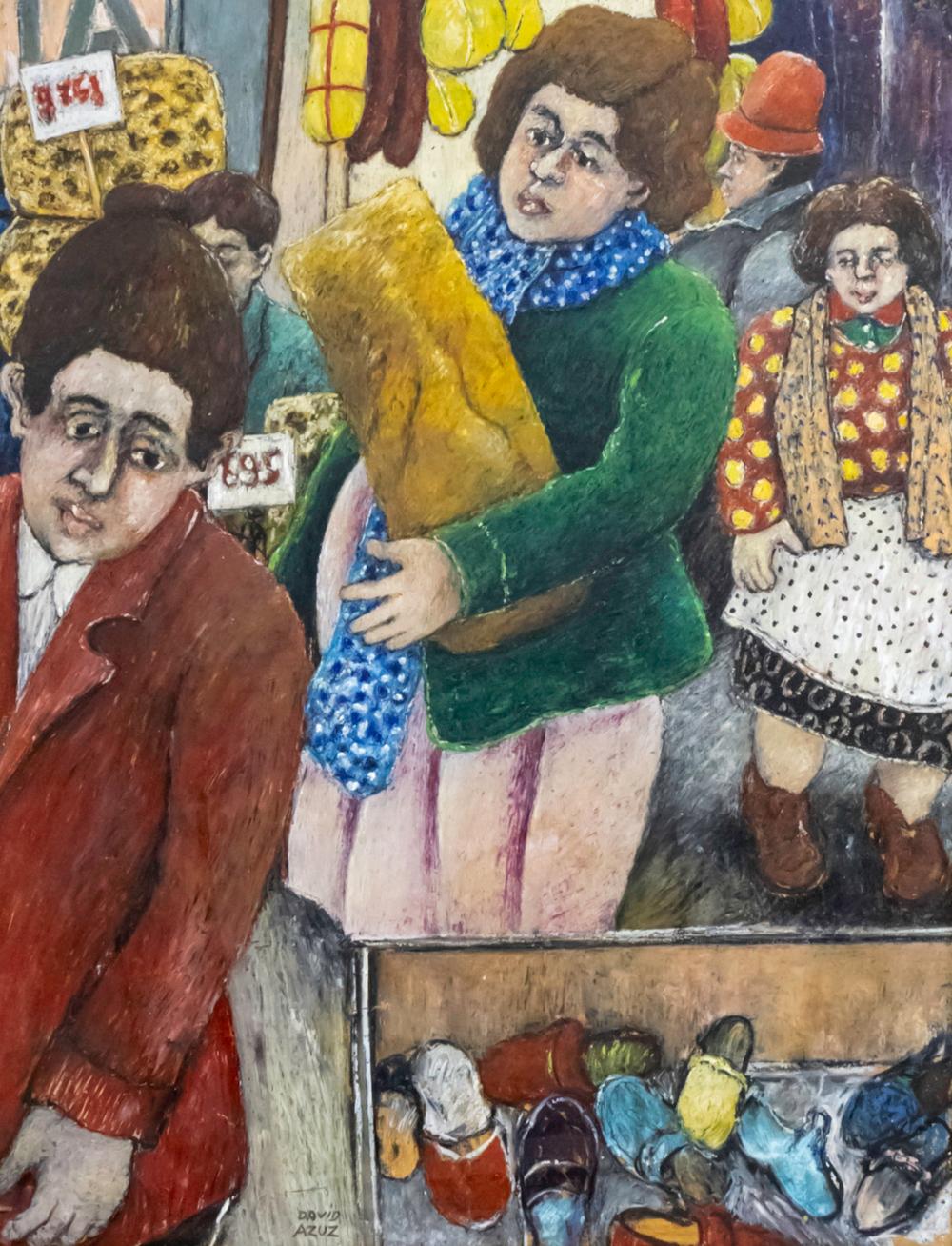 david azuz 1942 2014 women at the market oil on board · Pasarel · 2025-10-29 David Azuz comparable auction result: david azuz 1942 2014 women at the market oil on board