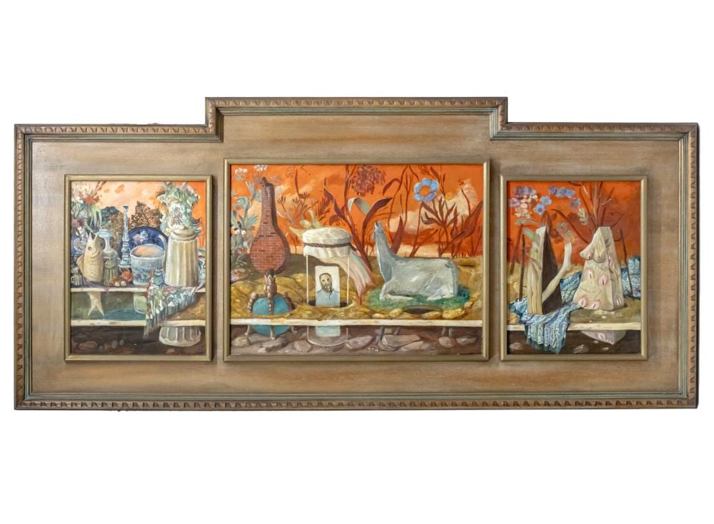 David Meshulam comparable auction result: david meshulam 1930 1987 triptych oil on board