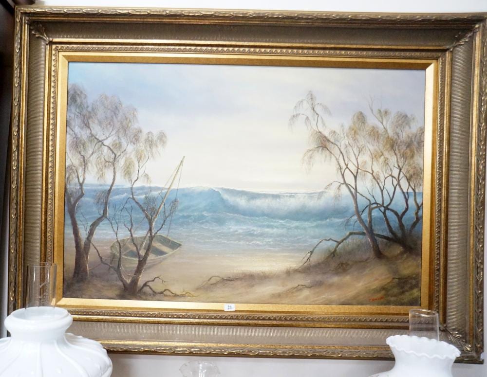 John Dollery comparable auction result: john dollery oil on canvas seascape 60cm x 90cm