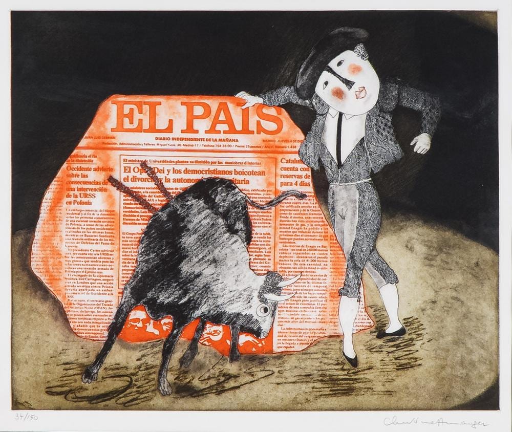 Christina  Amarger comparable auction result: christine amarger aquatint etching on paper el pais signed w coa