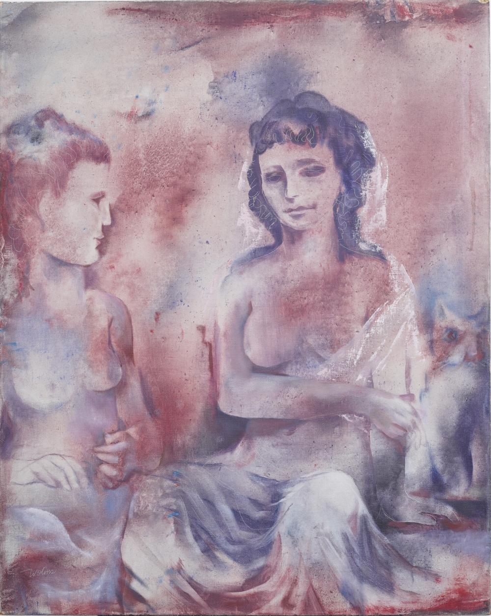 Joseph Wolins comparable auction result: joseph wolins 1915 1999 vintage american modernist figural abstract signed original oil painting
