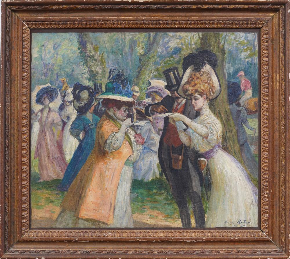 Georges Redon comparable auction result: georges redon 1869 1943 signed french impressionist high society park scene framed oil painting