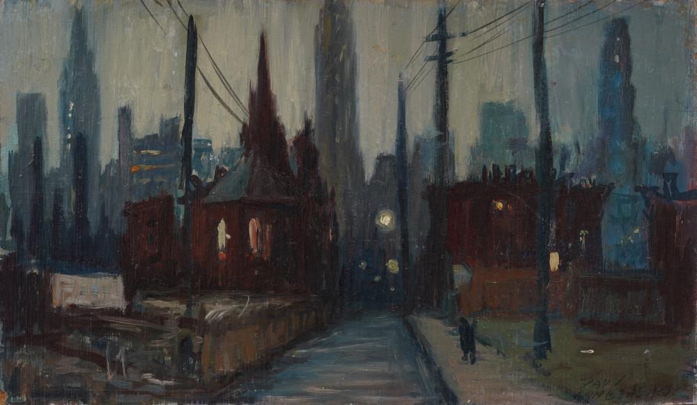 PAUL LONGENECKER comparable auction result: paul longenecker 1920 2008 vintage american impressionist boston cityscape original oil painting