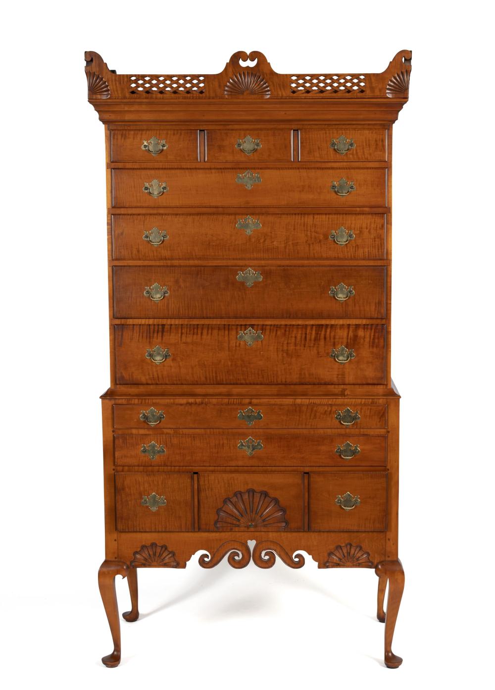 Eldred Wheeler comparable auction result: dunlap school queen anne style highboy by eldred wheeler