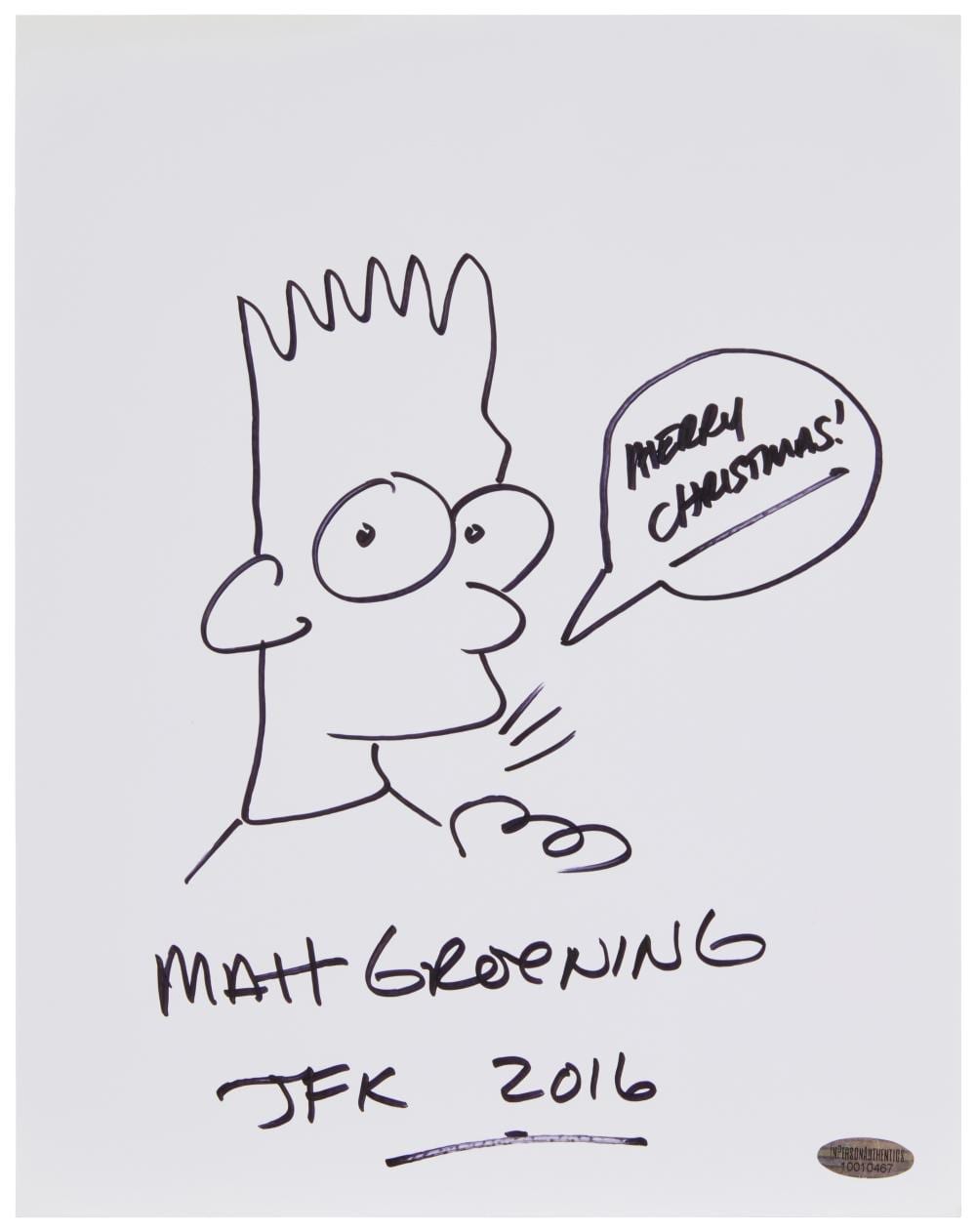 an original bart simpson sketch by matt groening · John Moran Auctioneers · 2025-11-03 Matt Groening comparable auction result: an original bart simpson sketch by matt groening