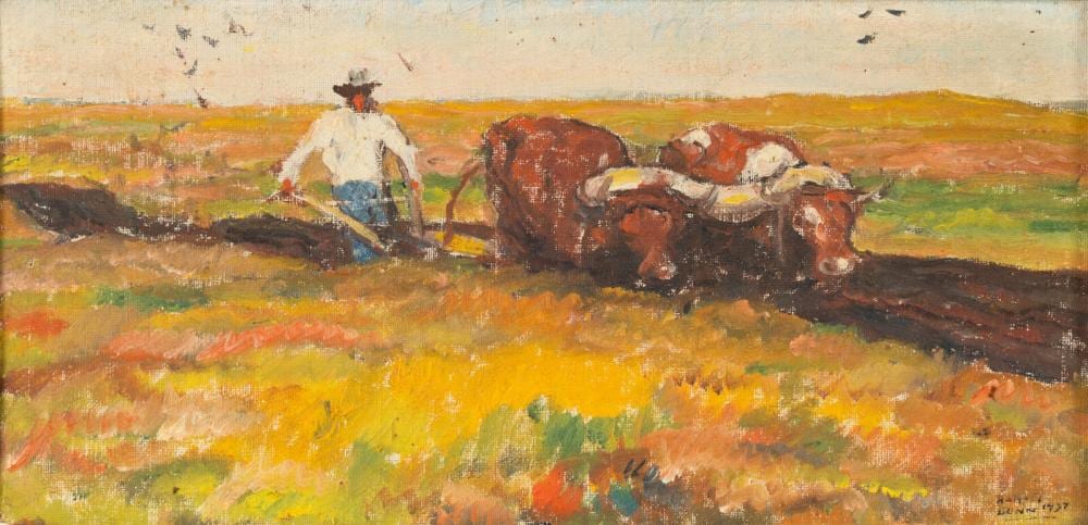 Harvey T. Dunn comparable auction result: harvey dunn american 1884 1952 working the land 1937