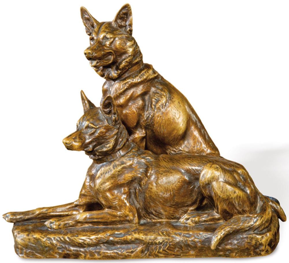 Louis Riché comparable auction result: louis rich france 1877 1949 two german shepherds first third 20th century gilt bronze sculpture