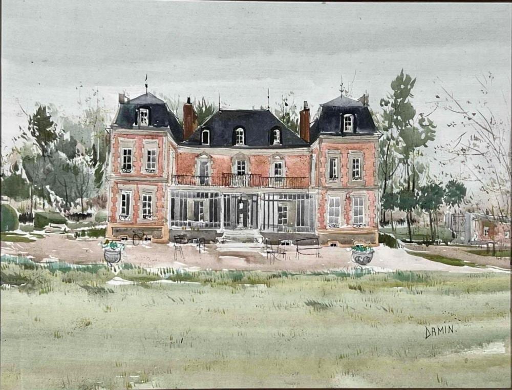 Georges Damin comparable auction result: georges damin french b 1942 chateau work on canvas