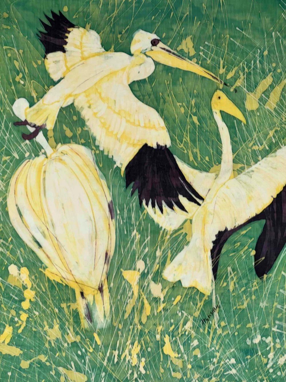 Joseph Ntensibe comparable auction result: joseph ntensibe ugandan b 1953 storks in flight batik