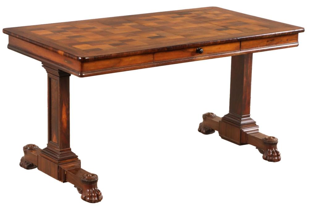 A GOOD ROSEWOOD ENGLISH REGENCY STYLE CLAW FOOT LIBRARY TABLE C 1840. sold by Kamelot Auctions, lot 1290 — auction record photograph