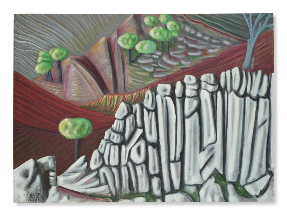 Aref El Rayess comparable auction result: aref el rayess 1928 aley 2005 aley soukhour meyrouba the rocks of m