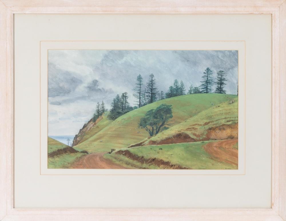brian dunlop 1938 2009 landscape norfolk island gouache on paper 34 x 53cm frame 63 x 82cm · Lawsons · 2025-11-02 Brian Dunlop comparable auction result: brian dunlop 1938 2009 landscape norfolk island gouache on paper 34 x 53cm frame 63 x 82cm