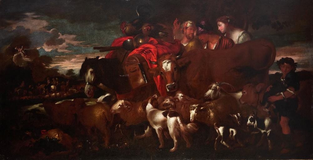 giovanni benedetto castiglione called il grechetto italian 1609 1664 abraham s · Roseberys · 2025-11-12 Giovanni Benedetto Castiglione comparable auction result: giovanni benedetto castiglione called il grechetto italian 1609 1664 abraham s