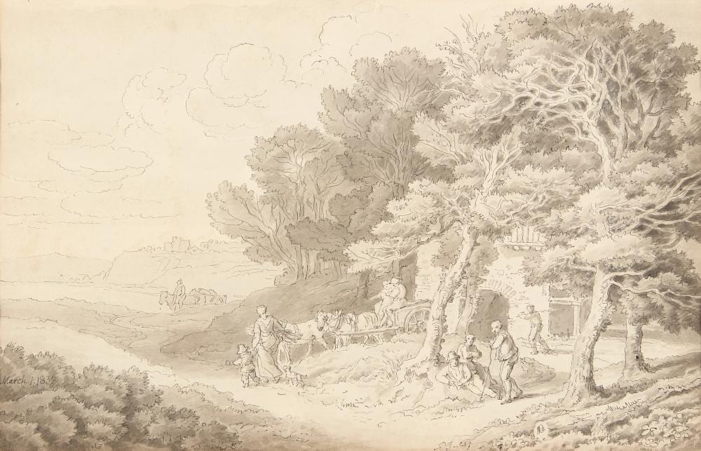 John White Abbott comparable auction result: john white abbott british 1763 1851 a wooded landscape with buildings figures a