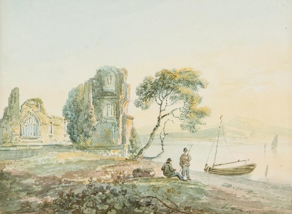 john laporte british 1761 1839 view of a ruin in a lakeside landscape with two · Roseberys · 2025-11-12 John Laporte comparable auction result: john laporte british 1761 1839 view of a ruin in a lakeside landscape with two