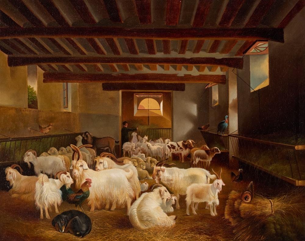 Joseph August Knip comparable auction result: joseph august knip dutch 1777 1847 animal stables in rosny sur seine