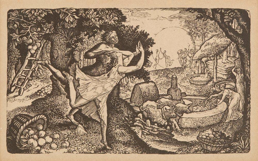 Edward Calvert comparable auction result: edward calvert british 1799 1883 the cyder feast engraving 8 6 x 13